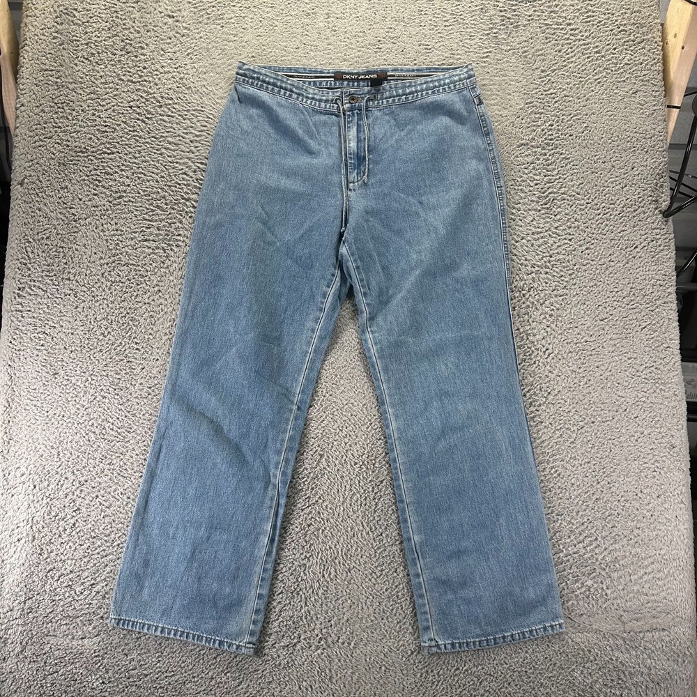 Vintage DKNY Jeans Women's XL Blue Cotton Denim Straight Leg Baggy Streetwear